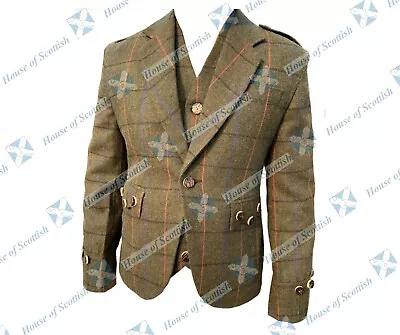 £95.99 • Buy Argyle Kilt Jacket With Waistcoat Tweed Wedding Jacket | Braemar / Crail Jacket