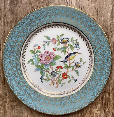 $49.99 • Buy Vintage Aynsley England Blue Gold Floral Bird Plate Pembroke Fine Bone China Exc