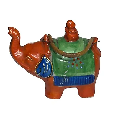 Vintage Miniature Japanese Banko Ware Pottery Elephant Rider Mini Teapot • $20