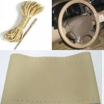 Steering Wheel Cover Genuine Leather Beige For Ford F-150 F-250 F-350 Super Duty • $13.96