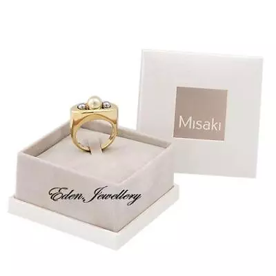 Stunning MISAKI Faux Pearl Ring Gold Plated Collection SHADE Size 8 Original Box • $45.42