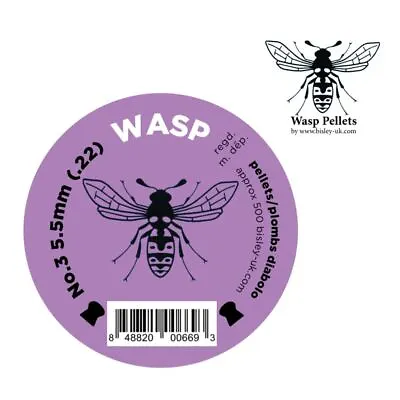 Bisley Wasp Purple No.3 Pellets .22 5.5 Airgun Pellets Tin Of 500 • £12.18