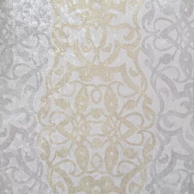 Fresco Mosaic Gray Off White Gold Metallic Faux Fish Scale Textured Wallpaper 3D • $4.44