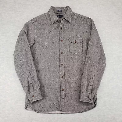 J Crew Jeans Shirt Mens Medium Gray Slim Japanese Slub Herringbone Chambray • $19.99