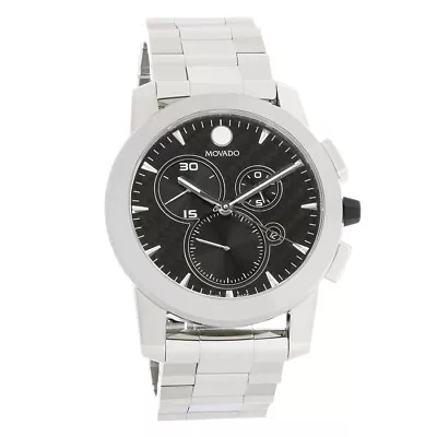 Movado Vizio Mens Carbon Dial Swiss Quartz Chronograph Watch 0606551 • $995