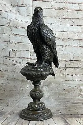 Falcon Hawk Eagle Large Bird On Pedestal - Bronze Metal Sculpture Signed Art • $399
