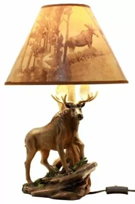 Wildlife Nature Bull Moose Grand Elk Desktop Table Lamp With Nature Shade 20 H • $87.95