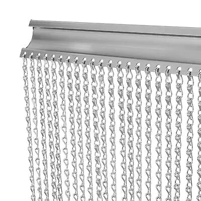 VerRich Silver 90 * 200cm Aluminium Chain Curtain Door Fly Screens Metal Fly • £67.32