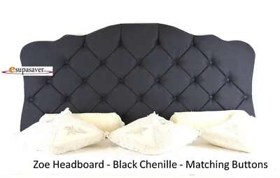 £59 • Buy Zoe Chenille Headboard All Sizes & Colours Diamante Buttons  French Collection