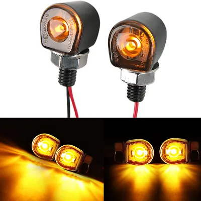 2X Mini LED Motorcycle Turn Signals Indicator Amber Blinker Light Lamp Universal • $15.19