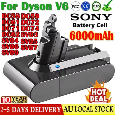 Replacement Battery For Dyson V6 DC58 Animal DC59 DC61 DC62 SV03 SV06 6000mAh • $26.99