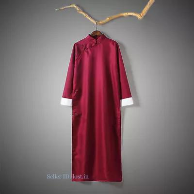 Mens Retro Tang Suit Crosstalk Robe Kung Fu Tai Chi Coat Long Vintage Uniform • $29.90