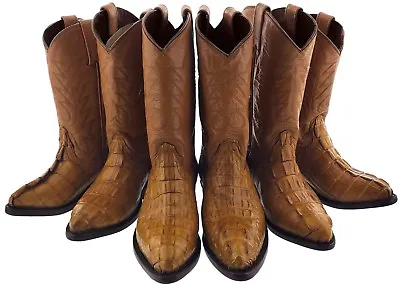 Kids Boys Cowboy Boots Genuine Crocodile Skin Honey Brown J Toe Botas Vaquero • $85.49