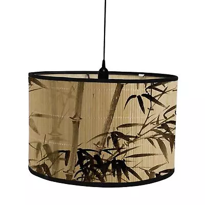 Rustic Bamboo Lamp Shade Ceiling Light Fixture Hanging Pendant Light Cover For • £18.18