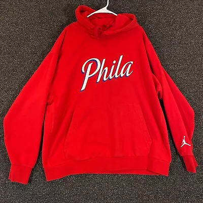 Philadelphia 76ers Jacket Mens 2XL Red Michael Jordan Pullover Coat Hooded NBA • $33.99