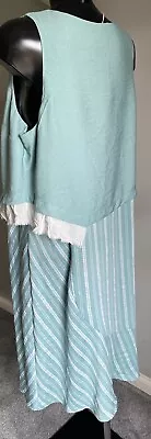 Crea Concept Fabric Combination Sleeveless Dress - Size 40 (12) Mint Green/white • £80