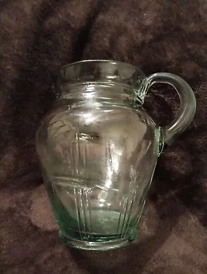 Green Hand Blown Molded Pitcher Unique  Looks Like It Was Blown In 2 Parts • $35