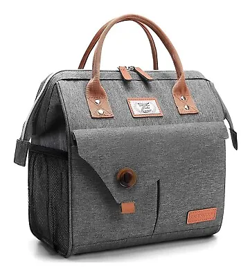 Lunch Bag Large Capacity 10L Insulated Cooler Picnic Outdoor Work Grey - Lekesky • £12.99