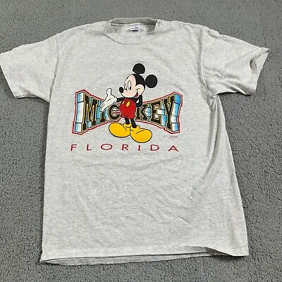 Vintage Mickey Mouse T Shirt Men’s Size Large Gray Disney Florida Tee 90s • $24