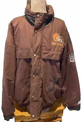 Distressed Vintage NFL Cleveland Browns Starter Zipper Snap Jacket 80s 90s • $25.90