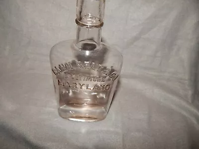 Vintage Cahn Belt & Co Glass Whiskey Bottle Baltimore Estate Find • $49.99