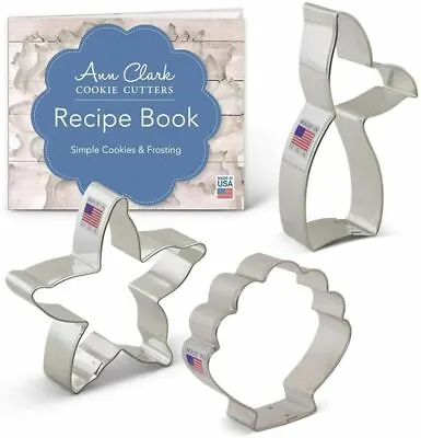 Ann Clark Cookie Cutters 3-Piece Set Mermaid Shell Starfish W/ Recipe Booklet • $9.99