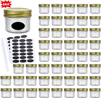 4Oz Glass Jars With Regular Lids Mini Wide Mouth Mason Jars Clear Small Canning • $34.98