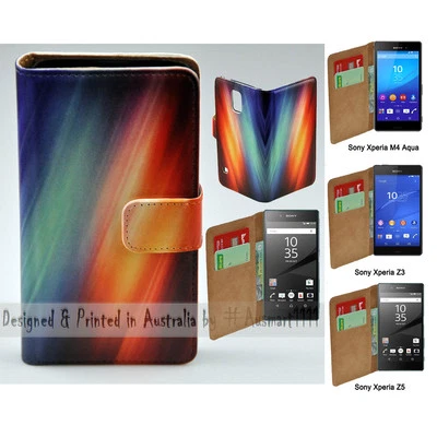 $13.98 • Buy For Sony Xperia Series Multicolour Abstract Theme Wallet Mobile Phone Case Cover