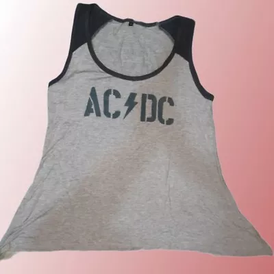 NEW EMP AC/DC Shirt Dress Womens Small Grey Flared Alt Rock Merch Band Vest Top • £17