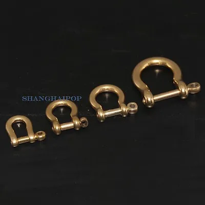 2 X Brass D Shackle Clasp Ring For Keyring Key Pouch Belt Loop Fastener Clip DIY • £11.33