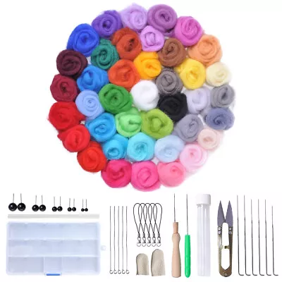 Needle Felting Starter Tool Kit Set Wool Roving 40 Colors Set For DIY Gift UK • £11.93