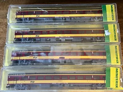 Minitrix N Gauge Benelux NS Carriages X4 Good Condition Rare DUTCH / BELGIAN • £120