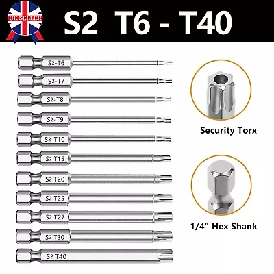 11PC Long Reach Torx Star Hex Security Bit Set Tamper Proof Screwdriver Bit Hole • £4.69