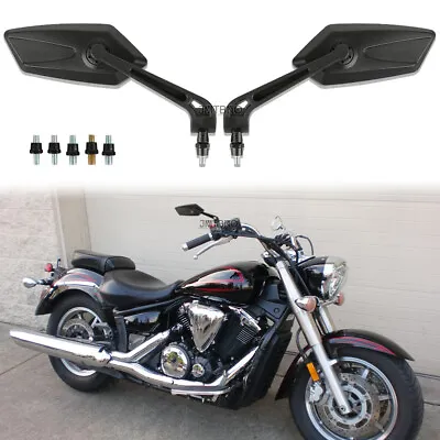 Motorcycle Rear Vies Mirrors ABS 8/10mm For Yamaha V-Star 250 650 950 1100 1300 • $19.76