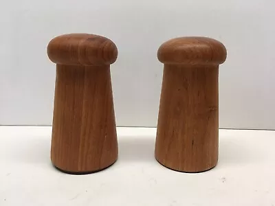 Vintage Teak Wood Salt & Pepper Shaker Set 4” Mid Century Modern • $20