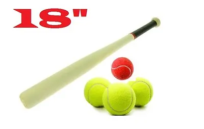 £10.89 • Buy 18  Wooden Rounders Baseball Bat Garden Fun Play Set Free Tennis Play Balls 