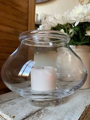 $39 • Buy Hurricane Clear Glass Farmhouse Flower Pot Belly Vase Pillar Candle Holder