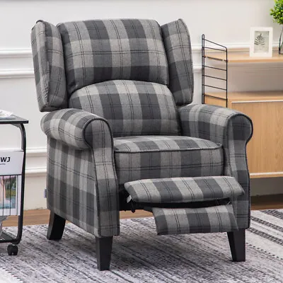 Orthopedic Recliner Armchair Tartan Chair Wing Back Sofa Lounge Chair W/Footrest • £239.95