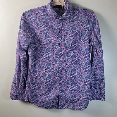 Christopher Schafer Clothier Shirt Mens Blue Pink Paisley Print Button Up • $15.40