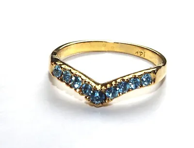 Vintage 14K Gold Filled Aquamarine Chevron Ring Size 8 1/2 • $35