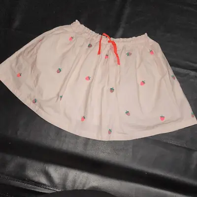 Mini Boden Girls Pink Embroidered Strawberry Skirt 8 9 • $23