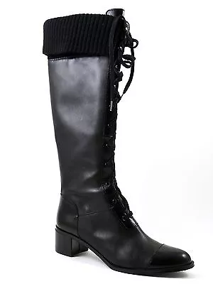 Ellen Tracy Women's Element Fashion Knee-High Boot Black Leather Size 7.5 M • $62.50