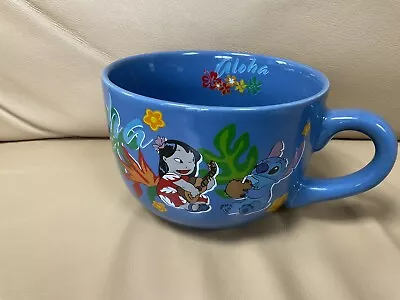 Disney Lilo And Stitch Large Aloha Blue Soup/Coffee Mug W/Handle ~ 3.5”x 5” ~New • $12
