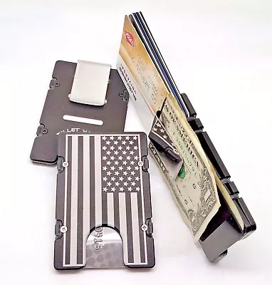 Mens Large American Flag Aluminum Wallet RFID Protection Black Anodized • $48.99