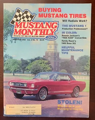 Vintage Mustang Monthly Magazine  November  1982 Vol 5 No 10 • $7.50