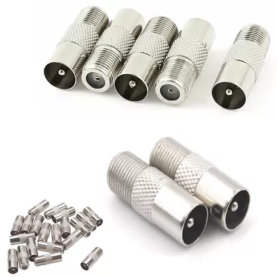 10/20pc F Type Female To TV PAL Male Jack RF Coax Connector Adapter Coaxial Plug • £3.42