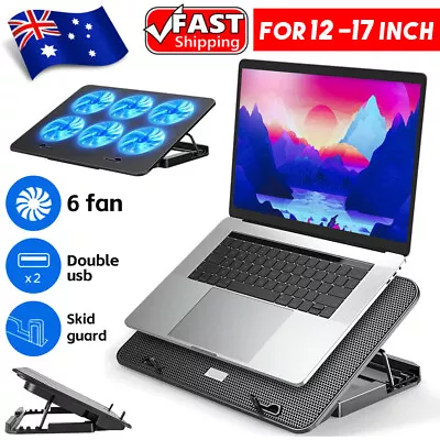 Gaming Laptop Cooling Pad Cooler Stand Notebook 6 Fans LED Light 9 -21  Inch AU • $27.85