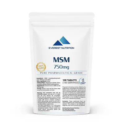 Methylsulfonylmethane MSM 750mg Tablets Joint Bone Skin Hair Health • $51.29