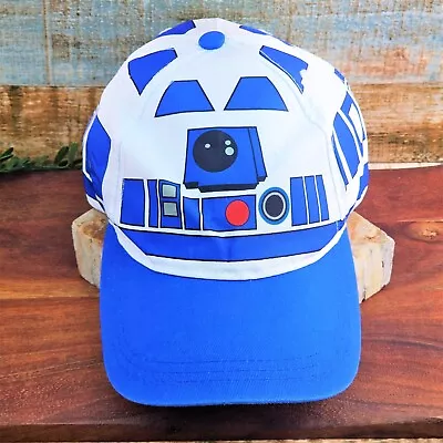 Star Wars R2-D2 Youth OSFM Strapback Baseball Cap Hat Droid White Blue R2D2 • $9.44