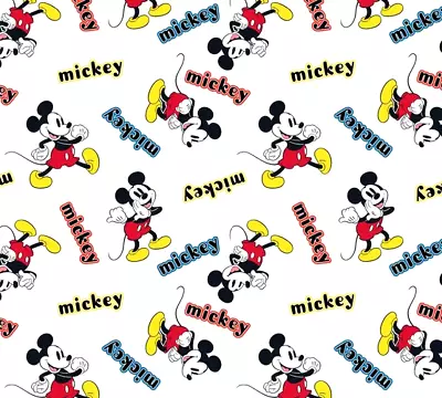 Fat Quarter Disney Fabric Mickey Mouse Retro Name Badge Quilting Cotton Material • $2.99